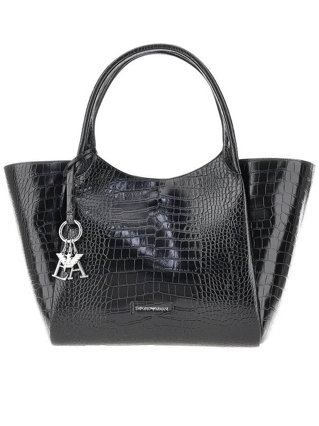 EMPORIO ARMANI Croco-embossed faux leather shopping bag