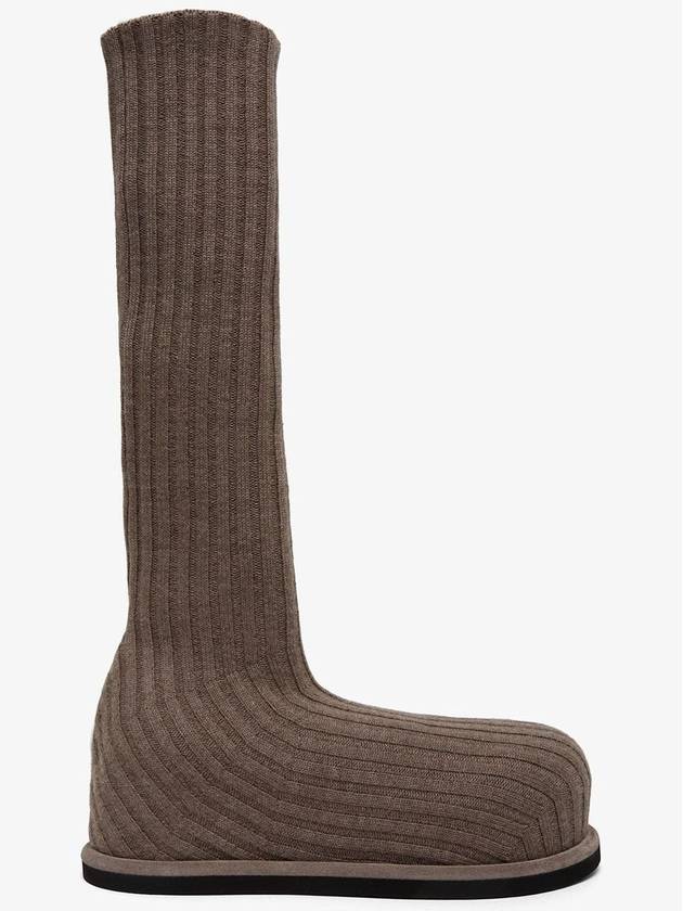 Veneda platform beige knitted stretch boots