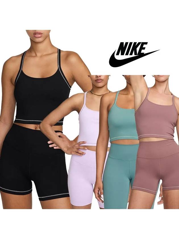 나이키 나시 여성 피티드 운동 크롭 탑 티셔츠 4컬러 블랙 바이올렛 그린 퍼플