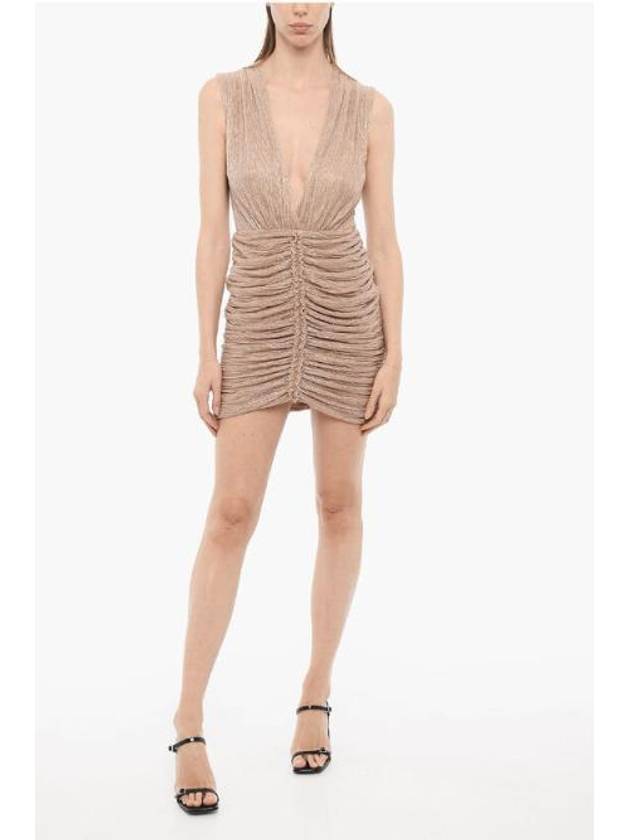 NB22 코스타렐로스 여성 원피스 Draped Lurex Mini Dress with Maxi V Neck