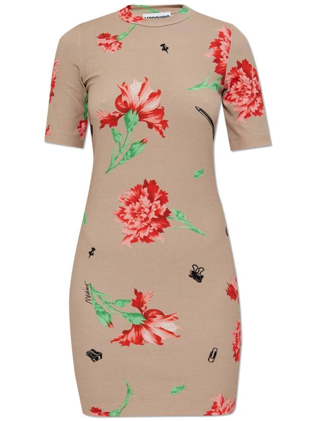 Moschino Dress With Floral Pattern  Women's  Beige