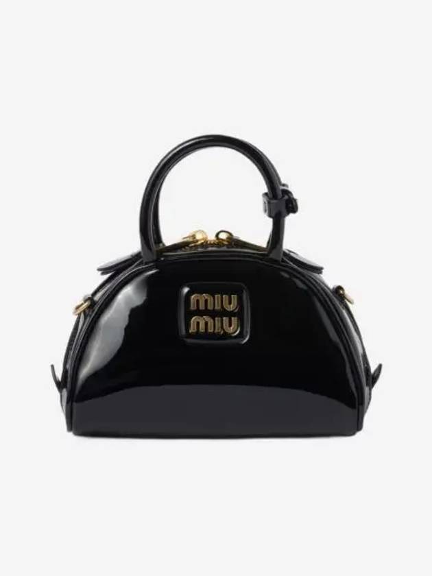 미우 미우 페이턴트 레더 탑 핸들백 블랙 Miu Miu Patent Leather Top Handle Bag Black