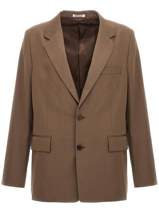 AURALEE A24AJ01MGTOPBROWN Single breasted wool blazer