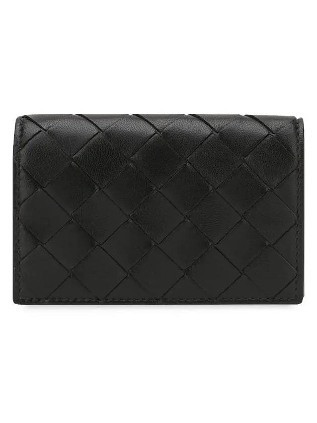 보테가베네타 인트레치아토 위빙 레더 동전 카드 지갑 블랙