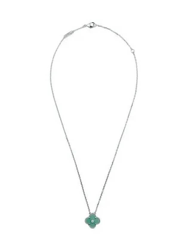 W 반 클리프 & 아펠 빈티지 알함브라 팬던트 화이트 골드 그린 셀라돈 세브르즈 다이아몬드 W Van Cleef & Arpels Vintage Alhambra Pendant White Gold Green Celadon Sevres Diamond