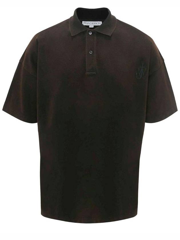 JW앤더슨 로고 자수 장식 폴로 셔츠 brown