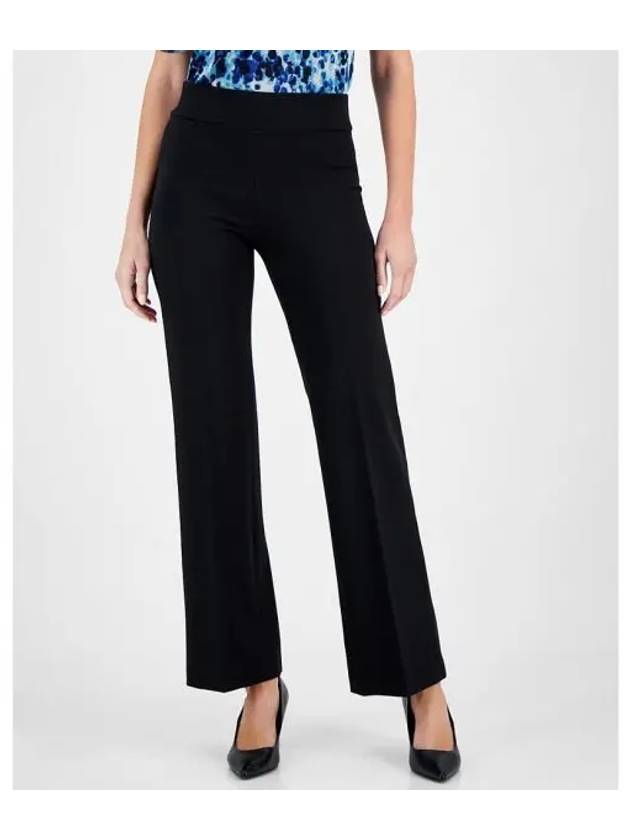 우먼 앤클라인 쁘띠 하이 라이즈 풀 온 니트 트라우저스 바지 앤 블랙 7536355