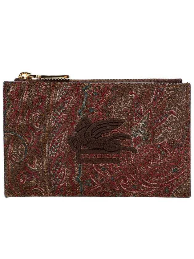 에트로 페이즐리 프린트 카드 지갑 브라운