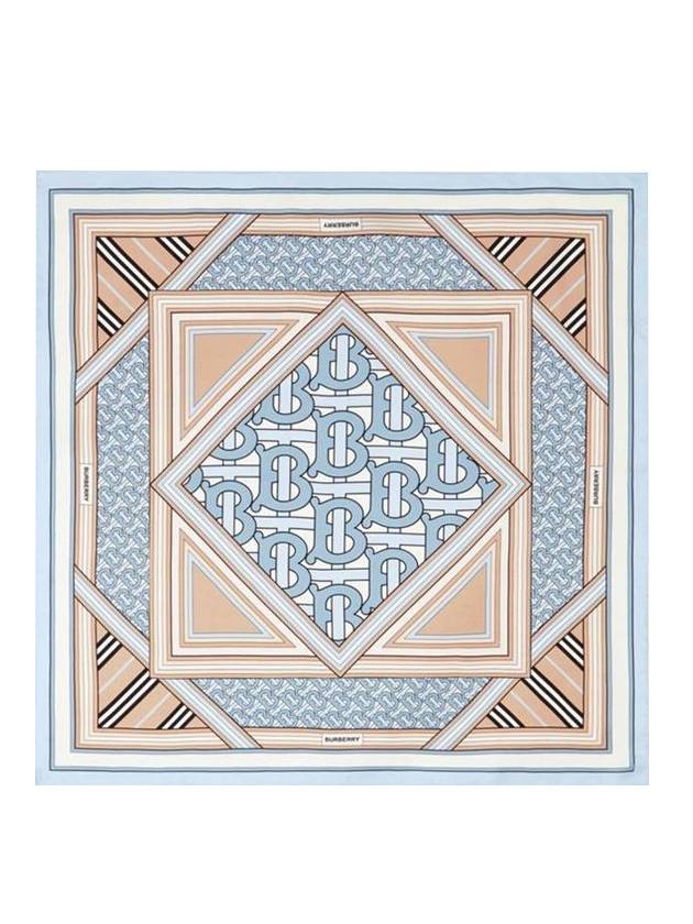 버버리 TB 체크 프린팅 실크 머플러 블루 브라운