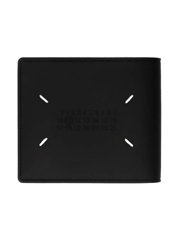 메종마르지엘라 스티치 넘버링 로고 바이 폴드 러버 레더 반지갑 블랙