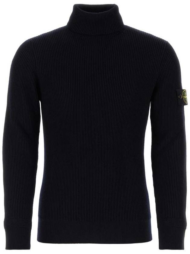 스톤아일랜드 남성 로고 패치 터틀넥 네이비