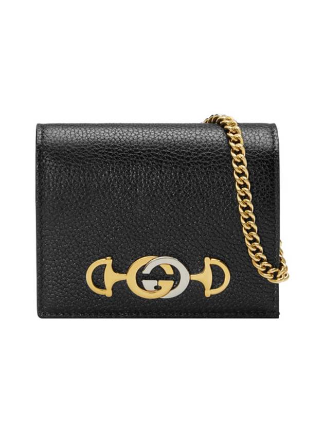 구찌 주미 가죽 체인 카드 지갑 블랙