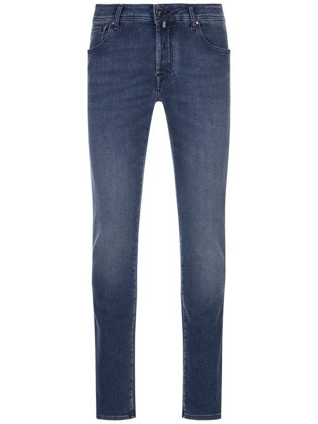 Jacob Cohen 로고 패치 스트레이트 레그 슬림 컷 진 UQE0730P3588_470D