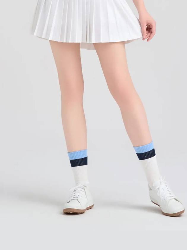클리브랜드 골프 컬러배색 레터링 로고 남여 중목 양말 블루_CGUSS41291BL