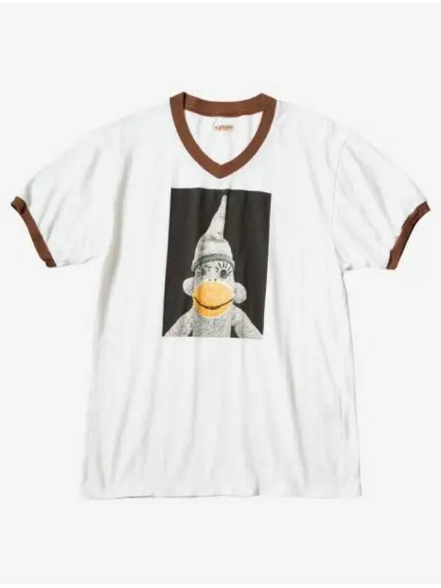 캐피탈 20 저지 브이넥 링거 티셔츠 치로 메이드 Pt 화이트 Kapital 20 Jersey V Neck Ringer T Shirt Chiro Made Pt White