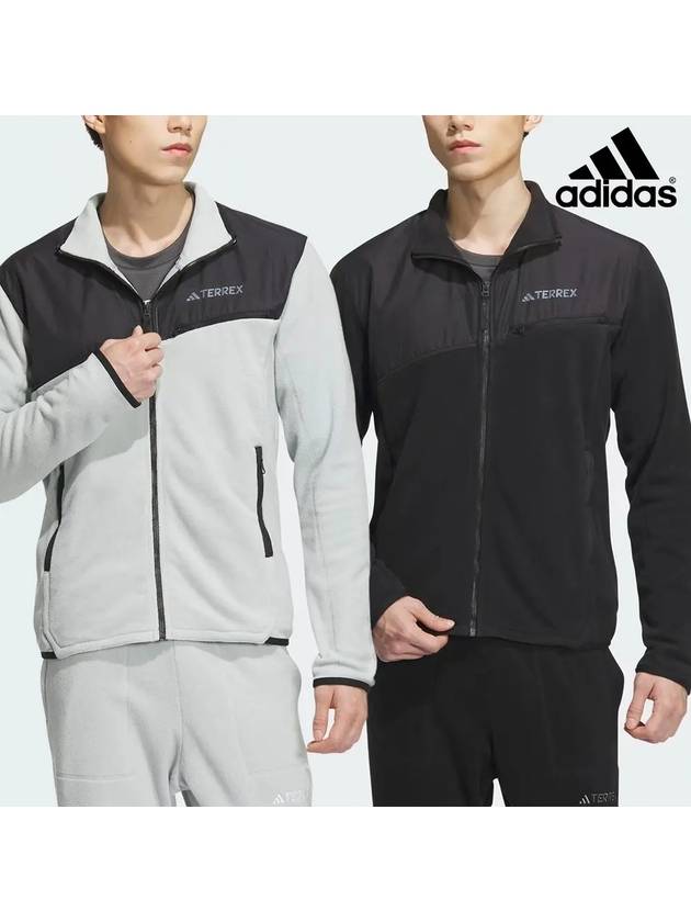 아디다스 바람막이 테렉스 양털 플리스 탑 재킷 그레이 블랙
