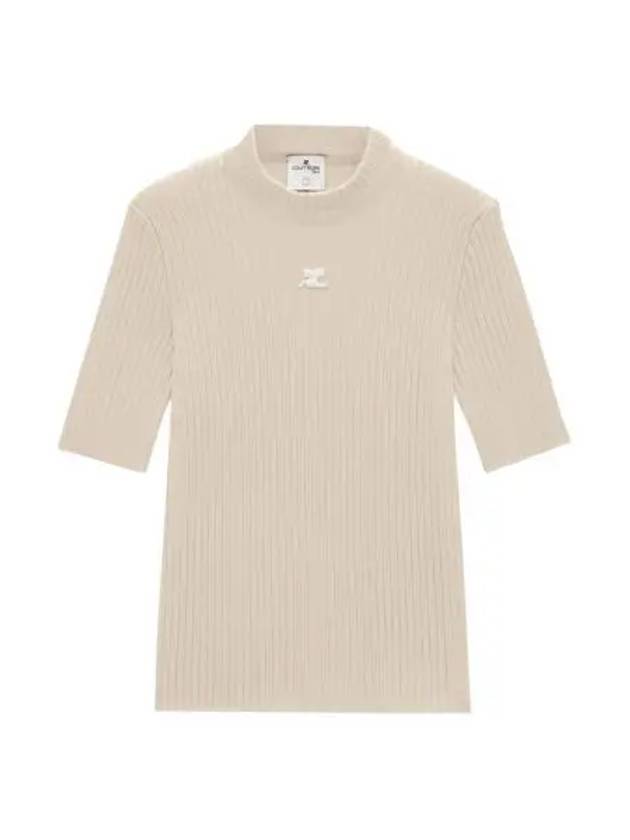 W 꾸레쥬 리에디션 니트 탑 숏슬리브 샌드 W Courreges Reedition Knit Top Short Sleeves Sand