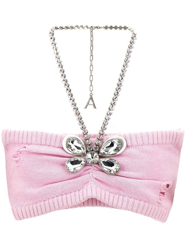 AREA 'Crystal Butterfly Knit Bandeau' top PF24AWKN0001YA01LIGHTPINK
