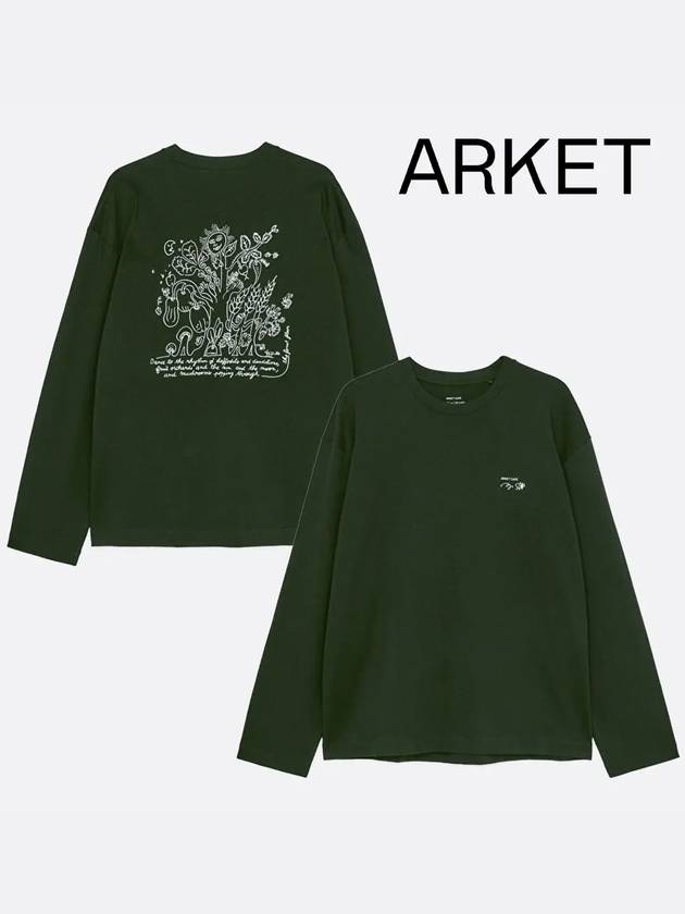 아르켓 맨투맨 여성 카페 프린트 탑 티셔츠 그린