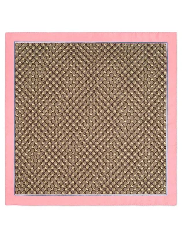 구찌 실크 GG 로고 벌 스카프 베이지