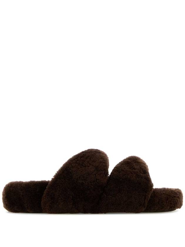 24FW Aquazzura 브라운 shearling 트위스트 슬리퍼 TWSFLAF0SHE ESPRESSO