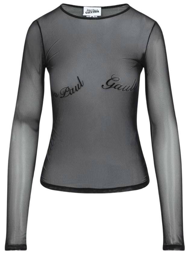 장 폴 고띠에 플록 벨벳 긴팔 티셔츠 블랙