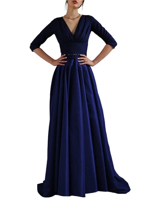 JAMIE TAFFETA AND CREPE LONG DRESS