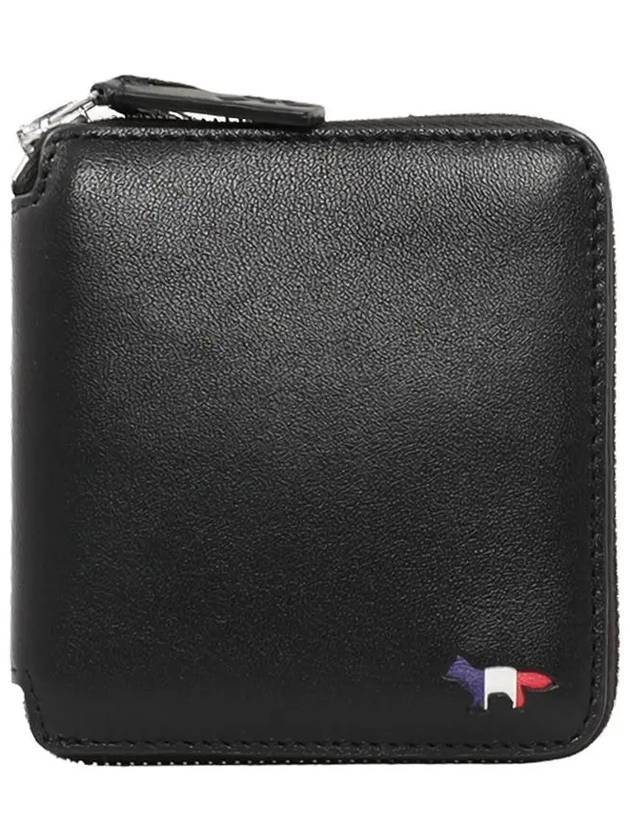 메종키츠네 폭스 로고 지퍼 반지갑 블랙