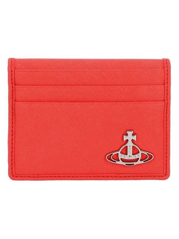 비비안웨스트우드 ORB 로고 카드 지갑 레드