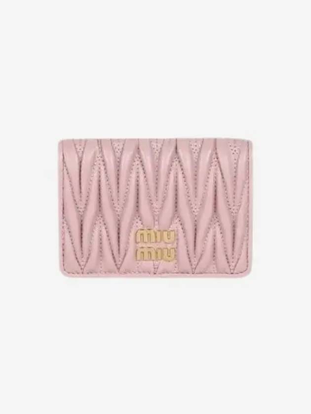 미우 미우 마테라쎄 나파 레더 카드 반지갑 알라바스터 핑크 Miu Miu Matelasse Nappa Leather Card Holder Alabaster Pink