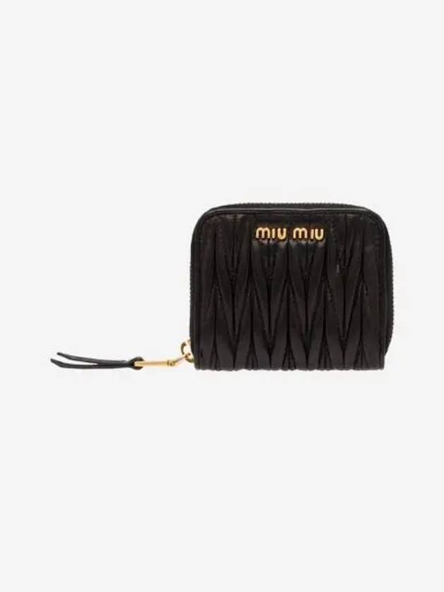 미우 미우 마테라쎄 나파 가죽 동전 지갑 블랙 Miu Miu Matelasse Nappa Leather Coin Purse Black