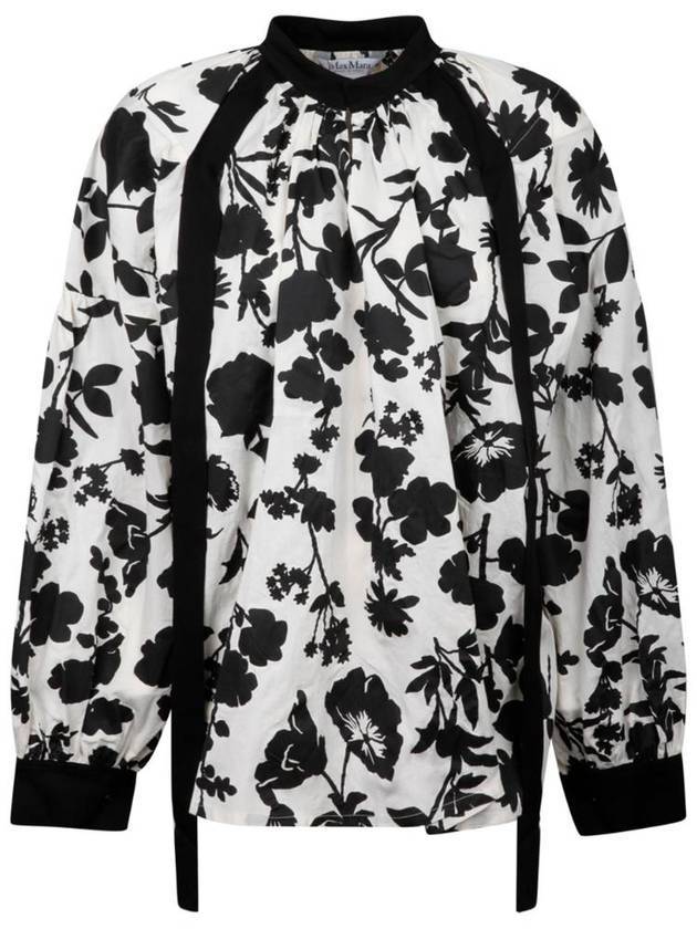 막스마라 가에타나 플로랄 사틴 셔츠 화이트