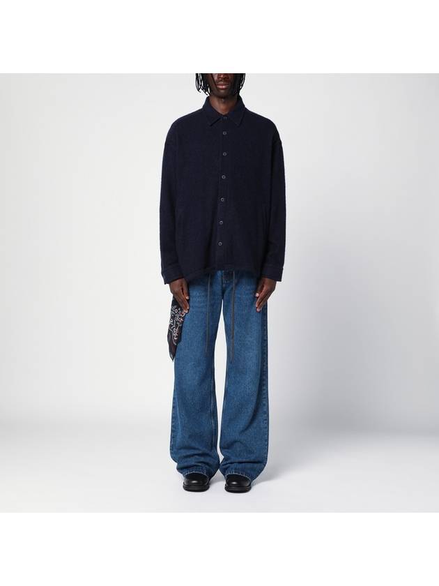 Destin Navy wool overshirt with graphic print