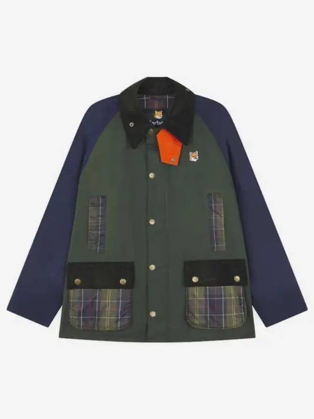 바버 x 메종 키츠네 뷰포트 패치워크 왁스 자켓 아이리시 그린 Barbour x Maison Kitsune Beaufort Patchwork Waxed Jacket Irish Green