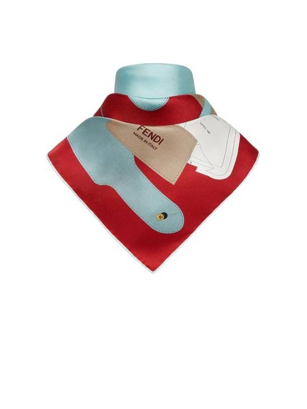 펜디 풀라드 스퀘어 실크 머플러 라이트 블루