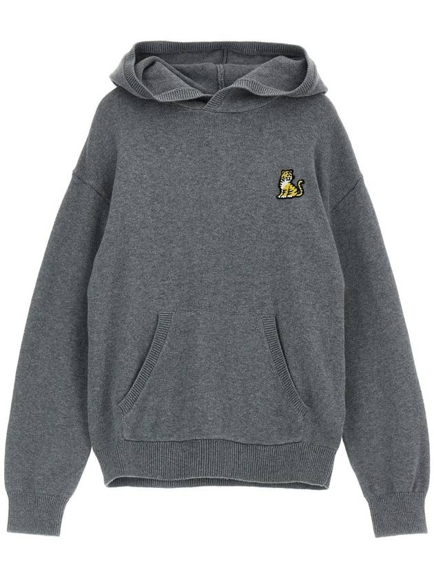 KENZO KIDS Logo embroidery hooded sweater K60771GREYMARL
