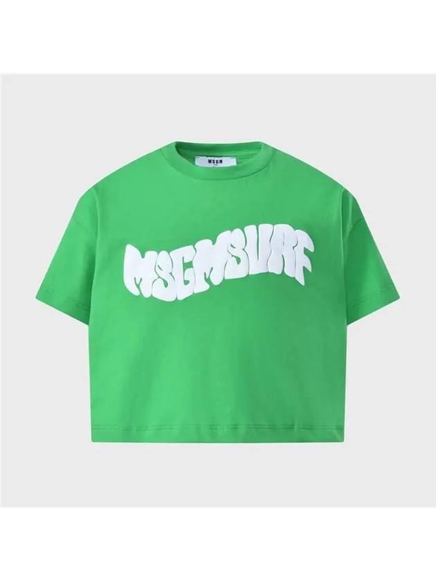 25SS MSGM키즈 서프 크롭 반팔티 그린