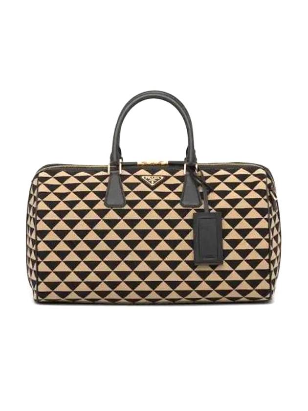 프라다 심볼 자수 패브릭 트래블 백 블랙 베이지 2VC034_2FKL_F0Y30_V_OOO