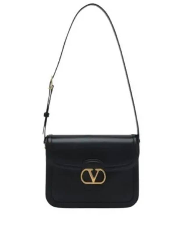발렌티노 V로고 시그니처 스무드 송아지 가죽 숄더 백 블랙
