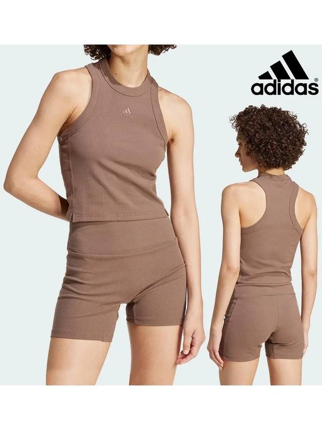 아디다스 나시 여성 라운지 크롭 탱크 탑 티셔츠 어스스트라타