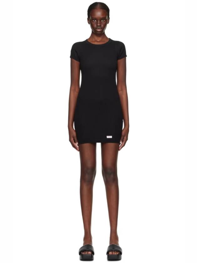 Black Ribbed Minidress 241187F052008