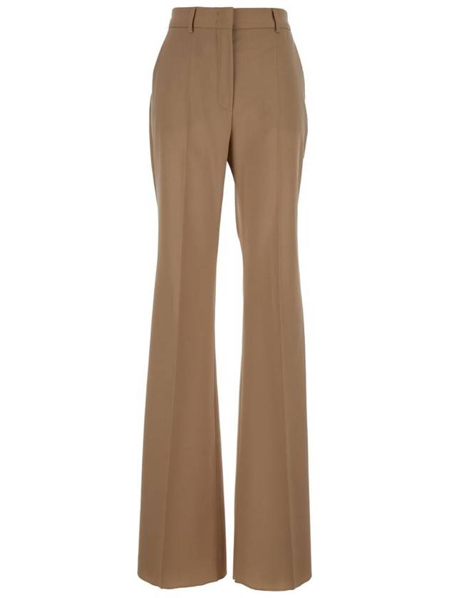 SPORTMAX 히든 클로저 디테일의 울 여성 베이지 플레어 팬츠 2422136041600025