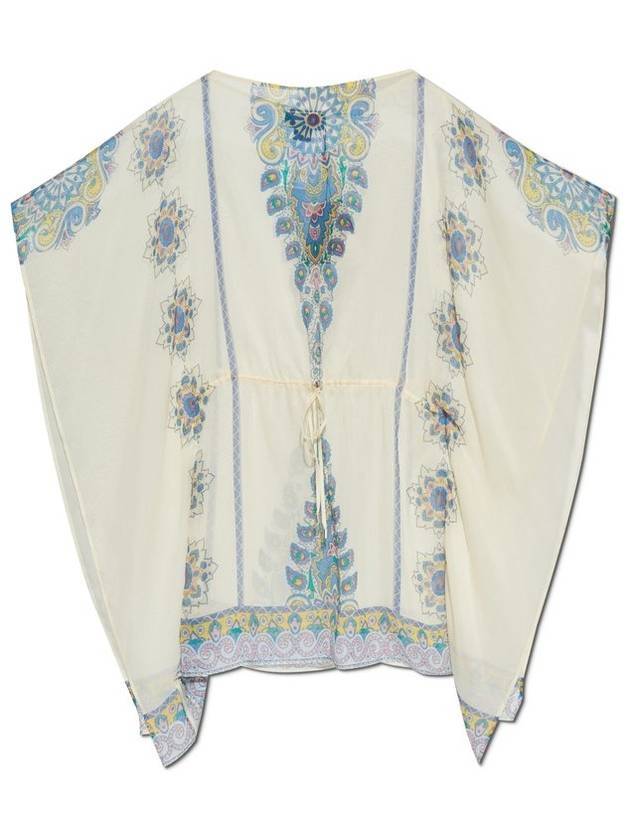 에트로 프린트 실크 카프탄 케이프 아이보리