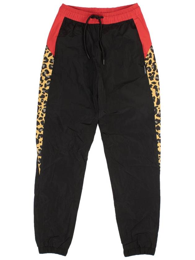 블랙 앤 레드 레오파드 블록 팬츠 Black And Red Leopard Block Pants