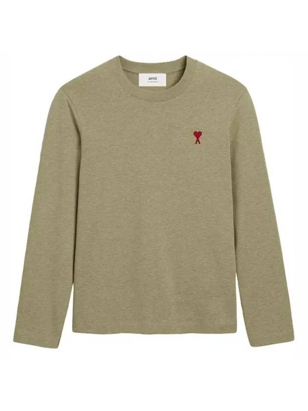 아미 체인 스티치 하트 로고 긴팔 티셔츠 세이지 슬래시