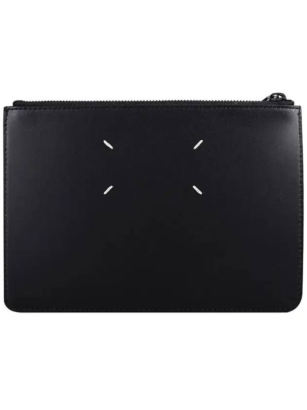 메종마르지엘라 스티치 미디엄 레더 클러치 백 블랙