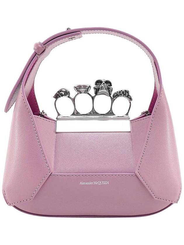 알렉산더 맥퀸 카프스킨 주얼 미니 호보 숄더 백 핑크