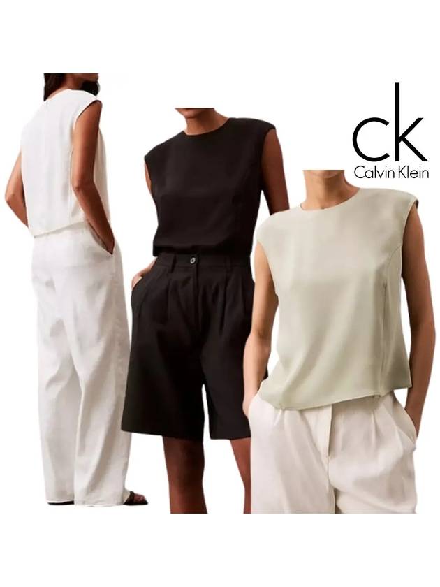 캘빈클라인 나시 여성 플로윙 탱크 탑 티셔츠 블랙 화이트 그린