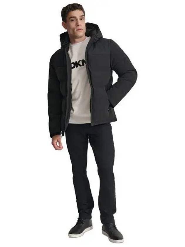 DKNY 디케이앤와이 맨즈 믹스드 미디어 푸퍼 패딩 코트 블랙 6813997