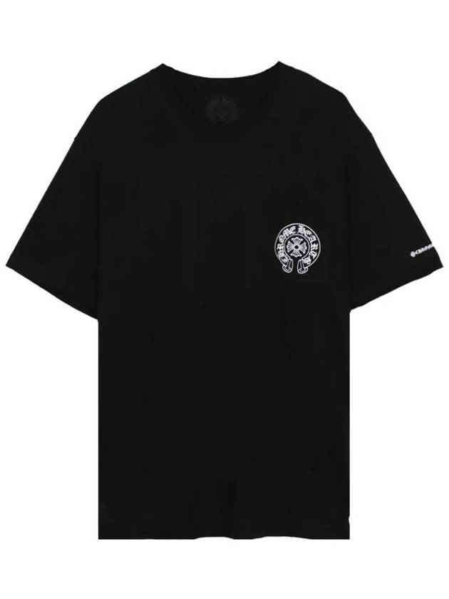 크롬하츠 홀스슈 로고 포켓 블랙 반팔 티셔츠